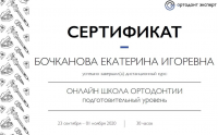 Сертификат врача Бочканова Е.И.